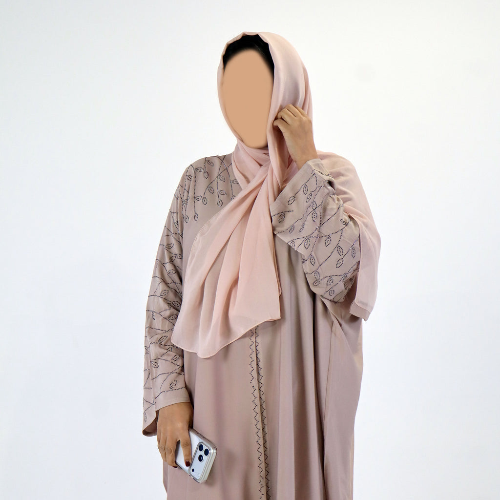 Elegant Soft Pink Batwing Abaya