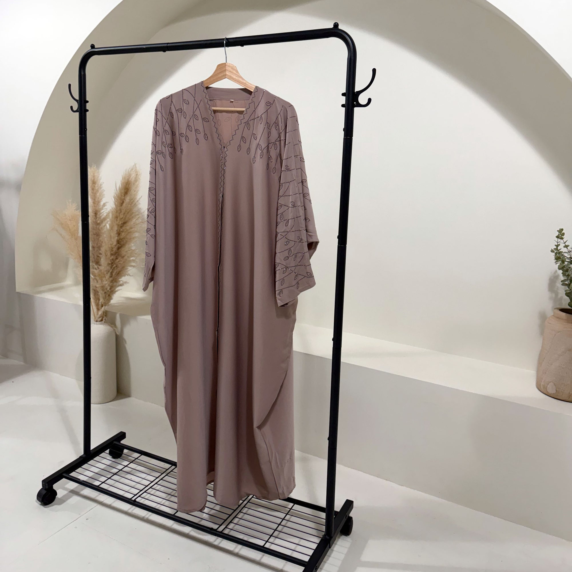 Elegant Soft Pink Batwing Abaya